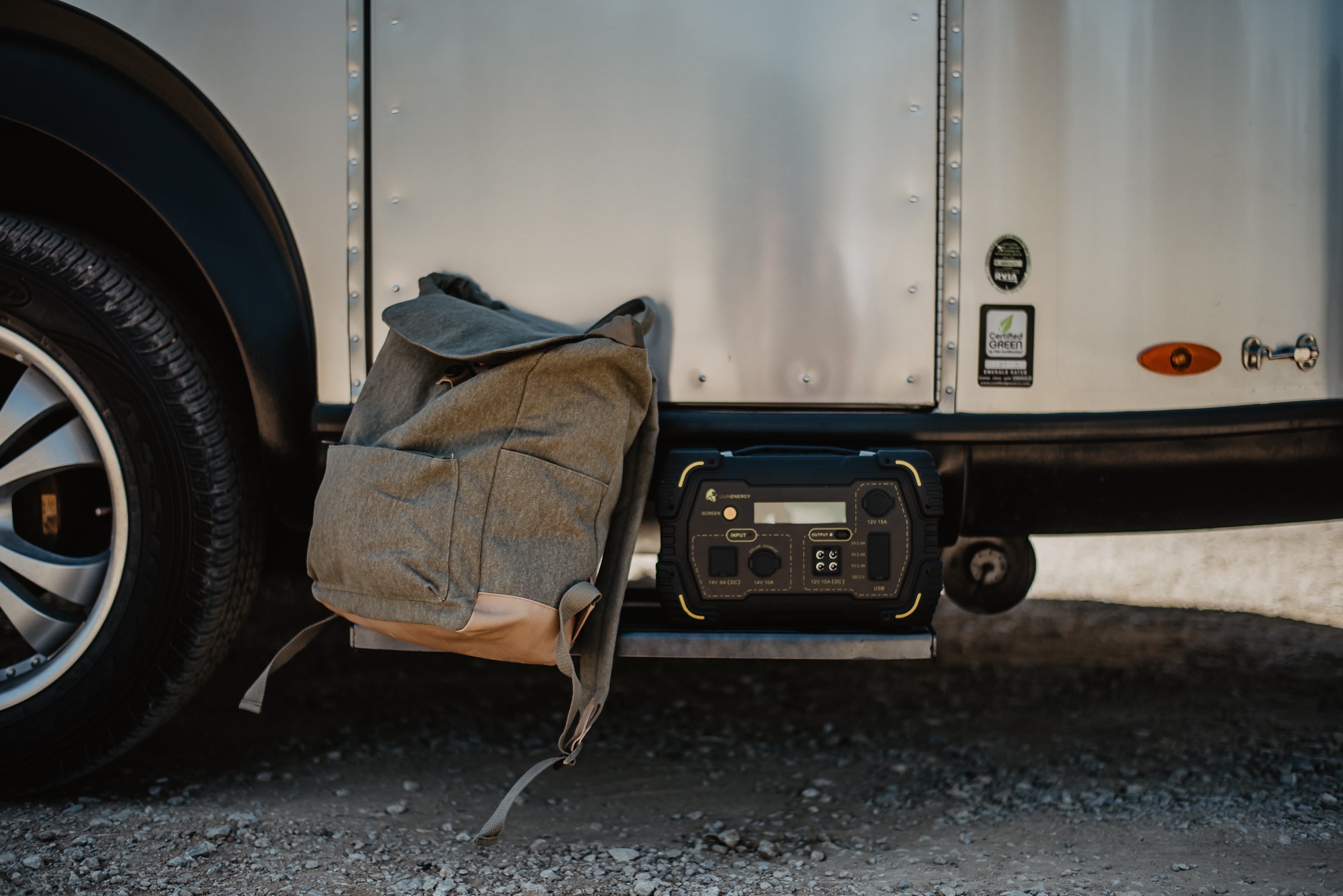 Lion Energy Generator alongside Airstream