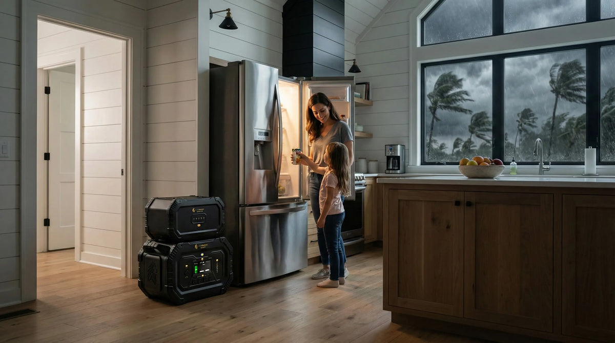 Lion Safari and XP powering a refrigerator during a storm power outage