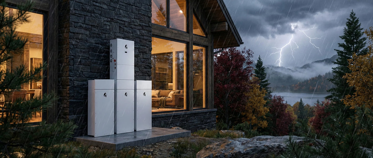 A Lion Sanctuary 3 system keeping a mountain home powered during a storm
